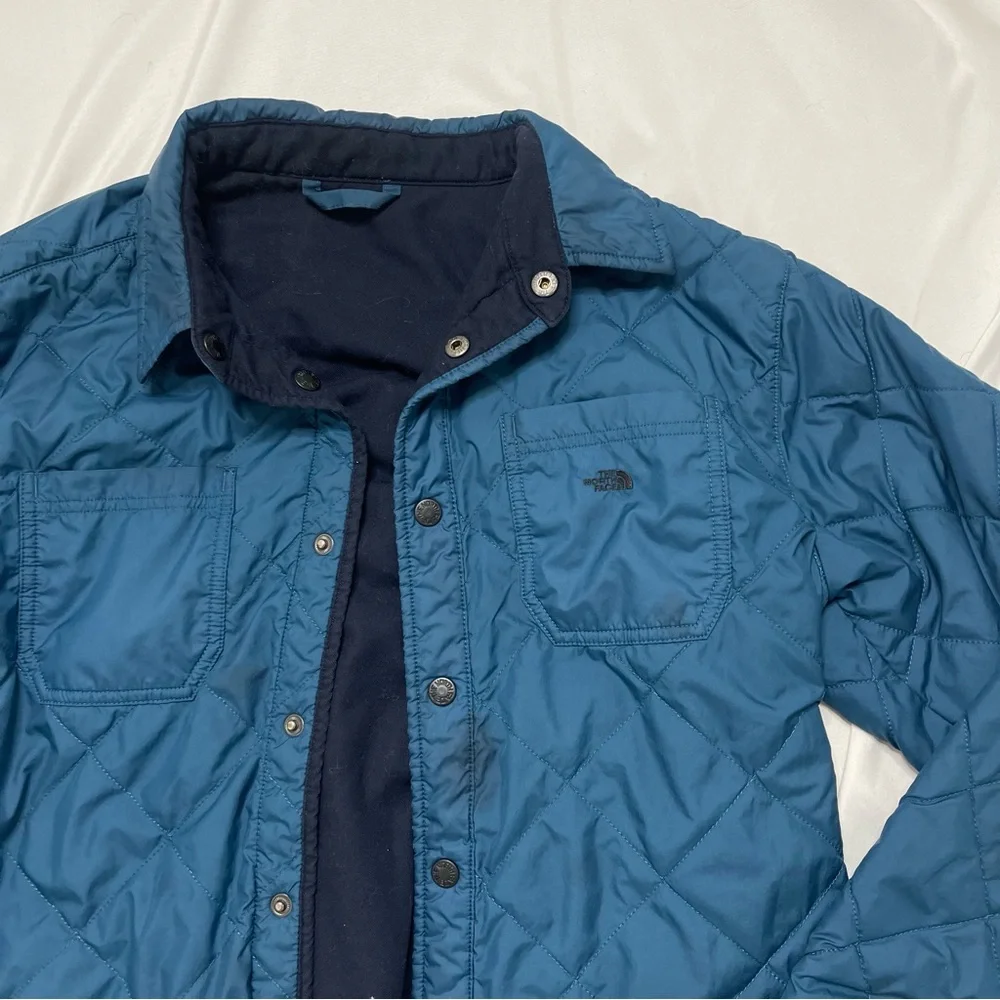 The North Face Fort Point Blue Insulated Flannel Reversible Shirt Jacket Shacket